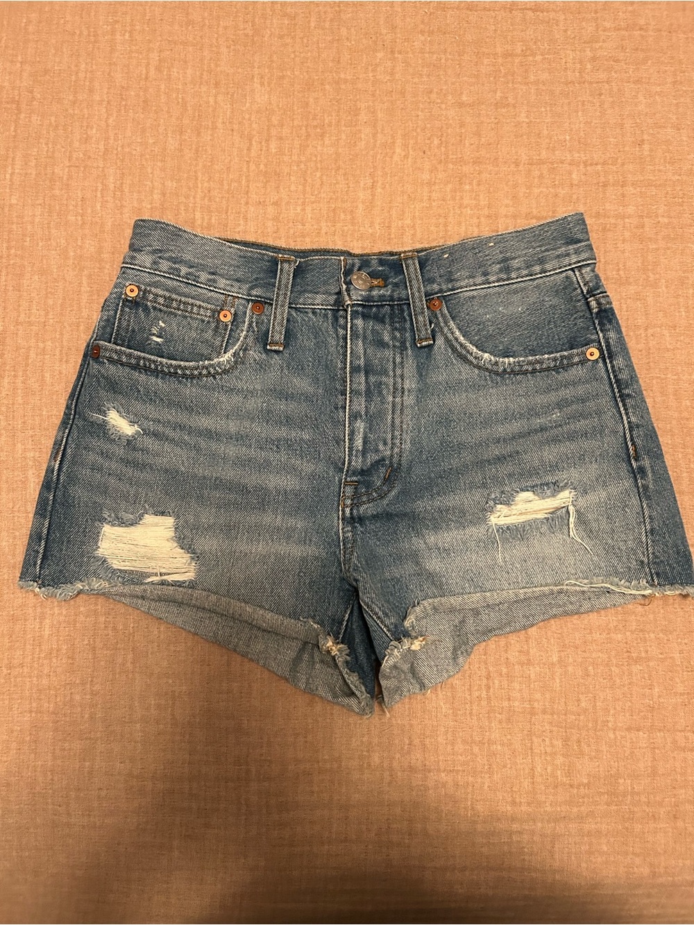 Madewell Distressed Blue Denim Jean Shorts